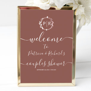 Monogram Couples Shower Welcome Sign Foam Board