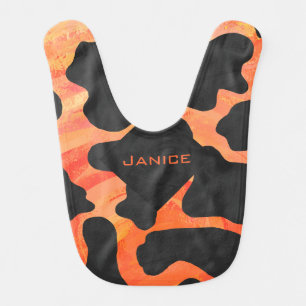 Monogram Cow Black and Orange Print Bib