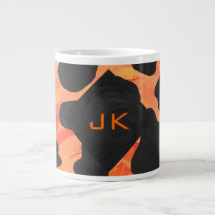 Monogram Cow Black and Orange Print Large Coffee Mug