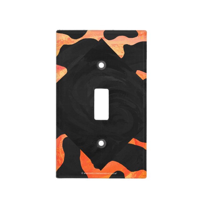 Monogram Cow Black and Orange Print Light Switch Cover (Front)
