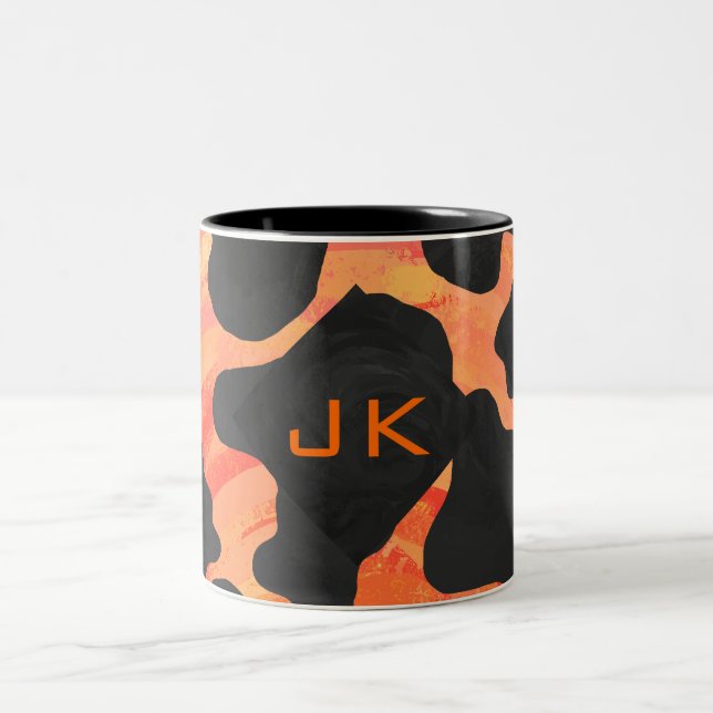 Monogram Cow Black and Orange Print Two-Tone Coffee Mug (Center)