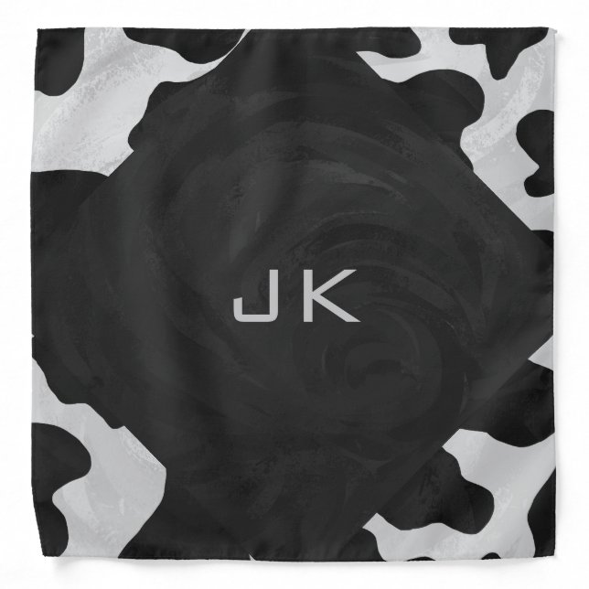 Monogram Cow Black and White Bandana (Front)