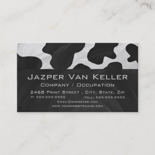 Cow Black and White Print Business Card