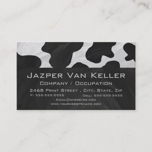 Customizable Cow Black and White Print Business Card