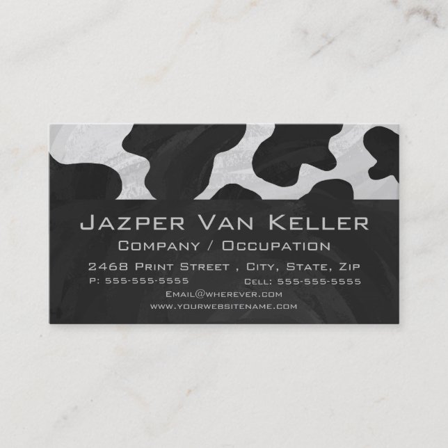 Monogram Cow Black and White Business Card (Front)