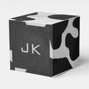 Monogram Cow Black and White Favor Boxes