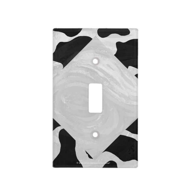 Monogram Cow Black and White Light Switch Cover (Front)