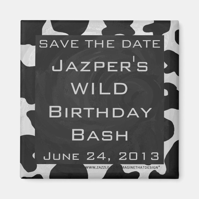 Monogram Cow Black and White Magnet (Front)