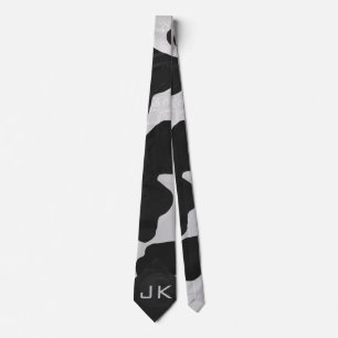 Monogram Cow Black and White Neck Tie