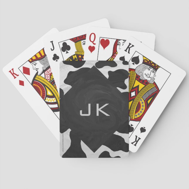 Monogram Cow Black and White Poker Cards (Back)