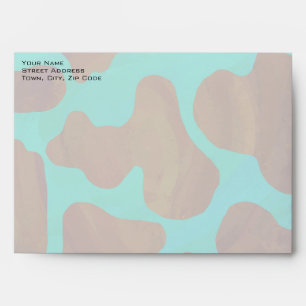 Monogram Cow Brown and Teal Print Envelope