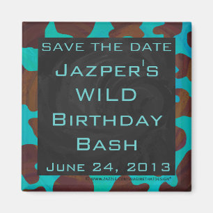 Monogram Cow Brown and Teal Print Magnet