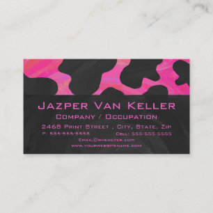 Monogram Cow Hot Pink and Black Print Business Card