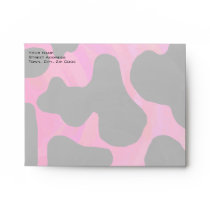 Monogram Cow Hot Pink and Black Print Envelope