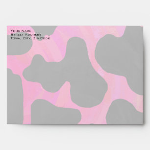 Monogram Cow Hot Pink and Black Print Envelope