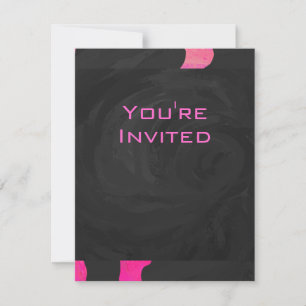 Monogram Cow Hot Pink and Black Print Invitation