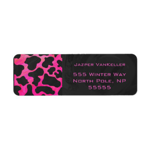Monogram Cow Hot Pink and Black Print Label