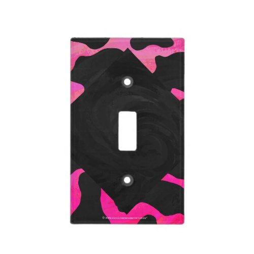 Monogram Cow Hot Pink and Black Print Light Switch Cover