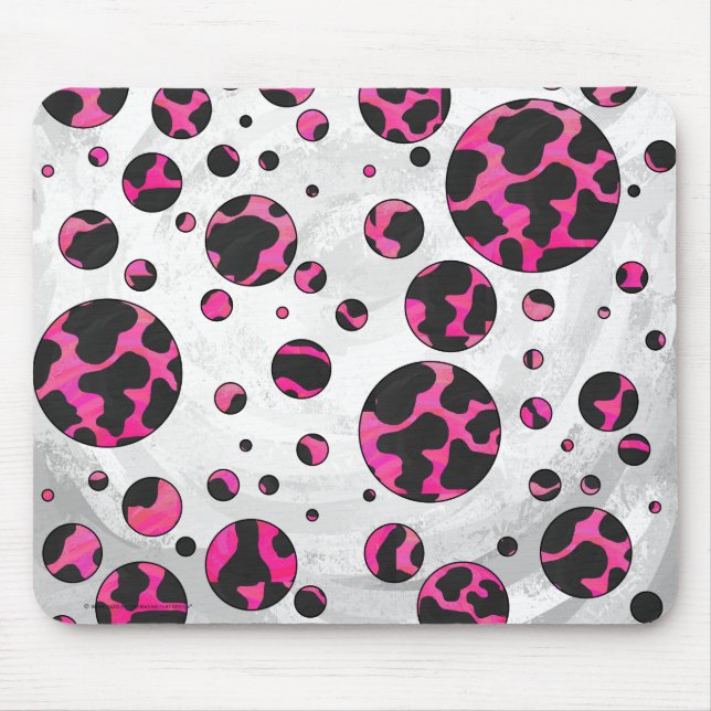 Monogram Cow Hot Pink and Black Print Mouse Pad (Front)