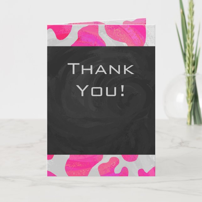 Monogram Cow Hot Pink and White Print Card (Front)