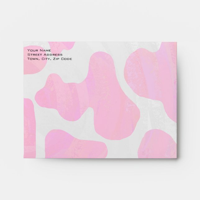 Monogram Cow Hot Pink and White Print Envelope (Front)