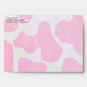 Monogram Cow Hot Pink and White Print Envelope