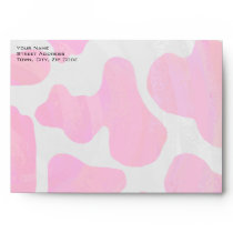 Monogram Cow Hot Pink and White Print Envelope