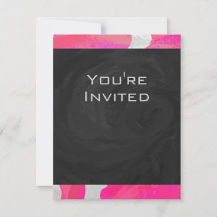 Monogram Cow Hot Pink and White Print Invitation