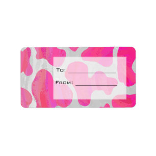 Monogram Cow Hot Pink and White Print Label