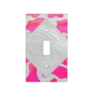 Monogram Cow Hot Pink and White Print Light Switch Cover
