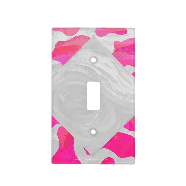 Monogram Cow Hot Pink and White Print Light Switch Cover (Front)