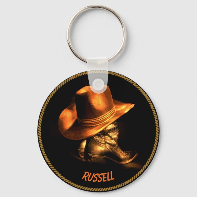 MONOGRAM COWBOY HAT & BOOTS KEYCHAIN (Front)