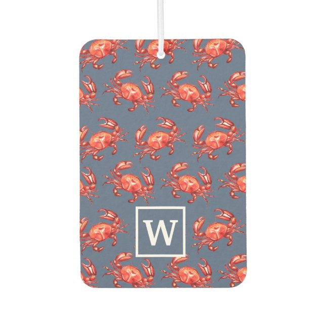 Monogram Crab Pattern Navy Blue Air Freshener (Front)