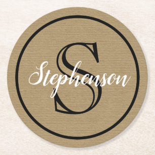 Monogram Craft Paper-Look Round Paper Coaster