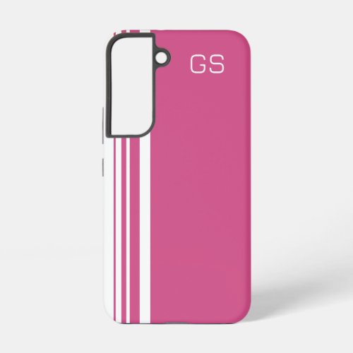 Monogram Cranberry Pink Trio Stripes with White Samsung Galaxy S22 Case