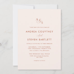 Monogram Cream and Terracotta Fall Wedding Invitation