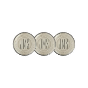 Monogram Cream Ivory Design Golf Ball Marker