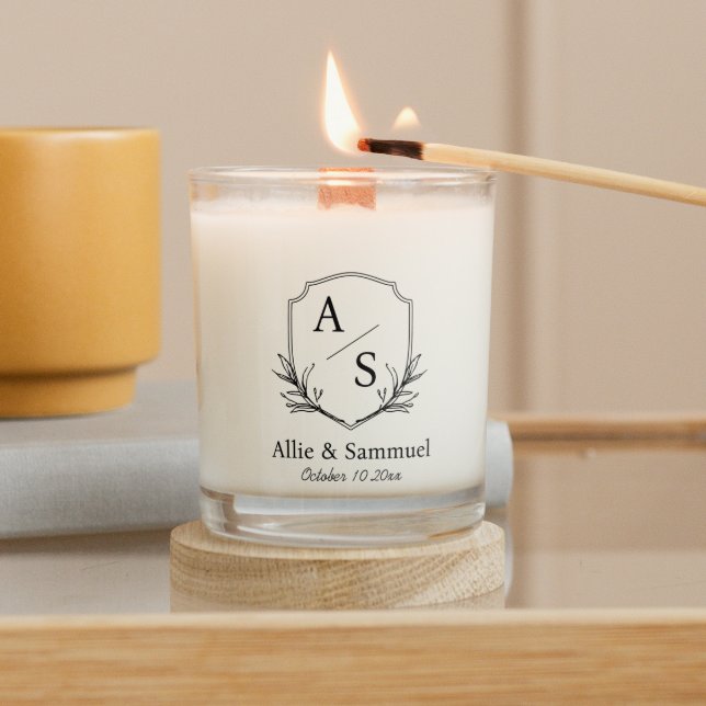 Monogram Crest Black And White Elegant Initials Scented Candle (Monogram Crest Black And White Elegant Initials Scented Candle)