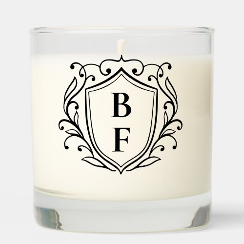 Monogram Crest Couples Initials Wedding Scented Candle