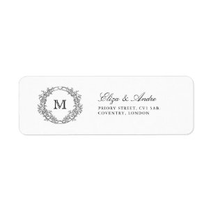 Monogram Crest Elegant Wedding Return Address Label