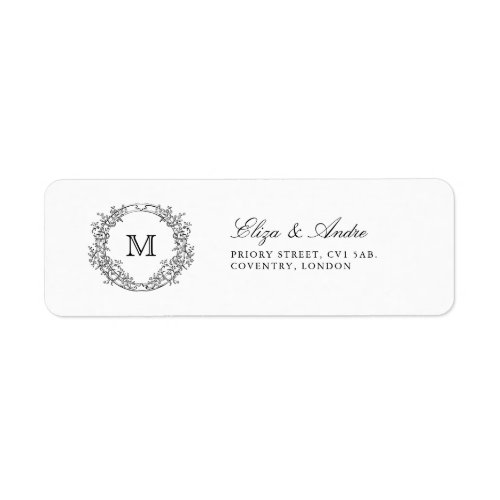 Monogram Crest Elegant Wedding Return Address  Label