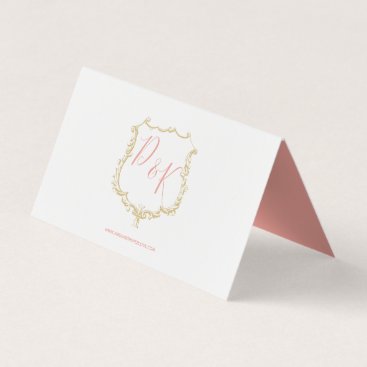 Monogram Crest Gold Blush  Wedding Place Cards