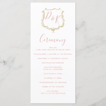 Monogram Crest Gold Blush Wedding Programs