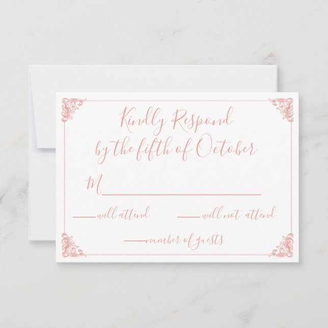 Monogram Crest Gold Blush Wedding rsvp (Front)