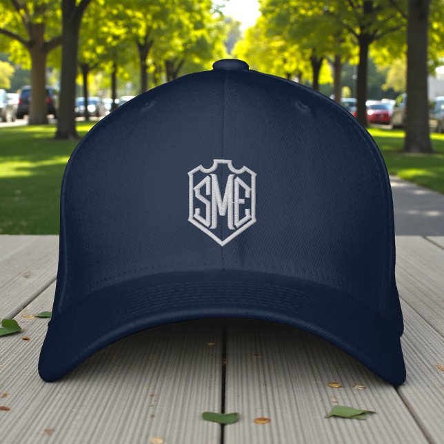 Monogram Crest Initials Embroidered Gift Baseball Cap (Creator Uploaded)