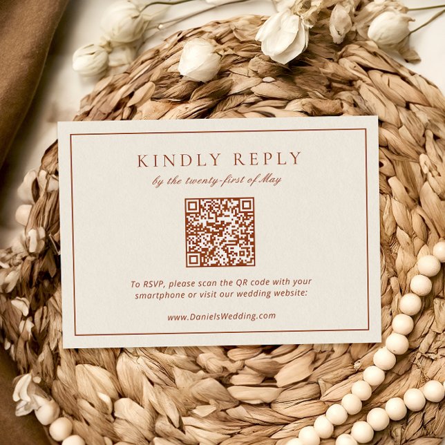 Monogram Crest Terracotta RSVP Wedding Enclosure Card (Creator Uploaded)