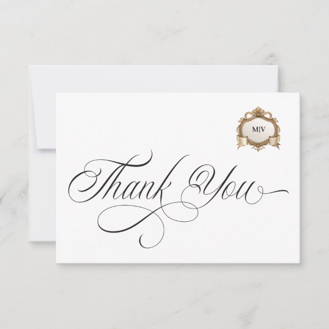 Monogram Crest Thank You Card (Front)