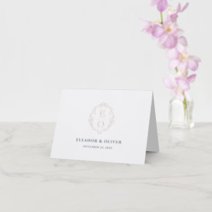 Monogram Crest Wedding Letterpress Thank You Card
