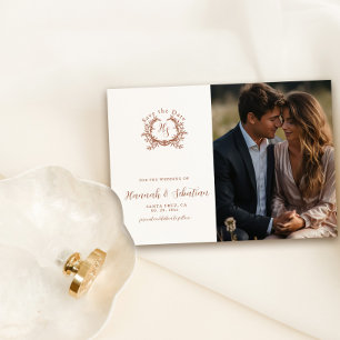 Monogram Crest Wedding Photo Save The Date