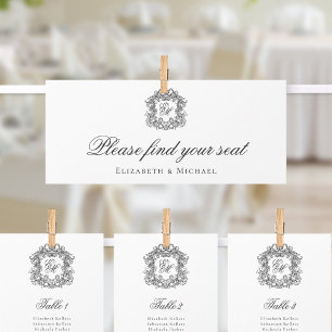 Monogram Crest Wedding Seating Chart Header Card